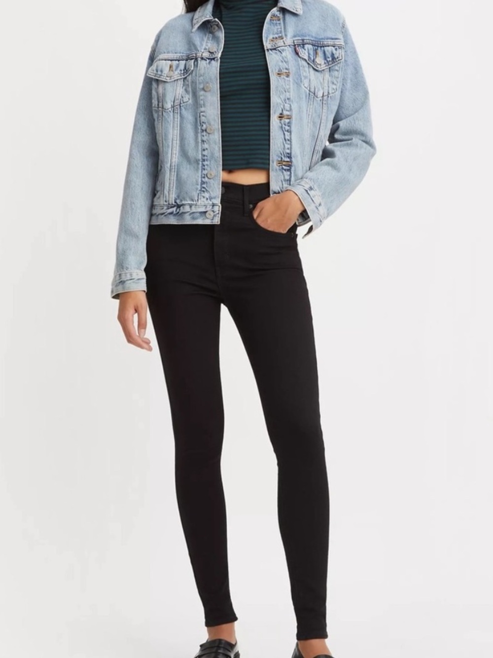 Levi's Mile High Super Skinny High Rise Black Denim Jeans Size 29